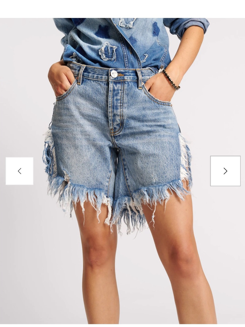 One Teaspoon Frankies Long Length Denim Shorts - Hollywood - Picture 3 of 9